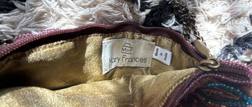 Mary Frances Beaded & Embroidered Velvet Crossbody Bag Brown Multi - Picture 5 of 5